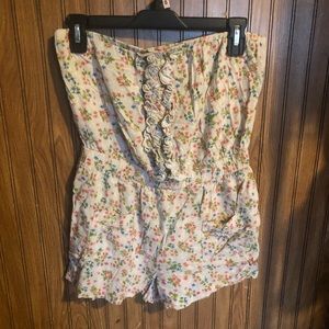 Strapless Floral Print Romper